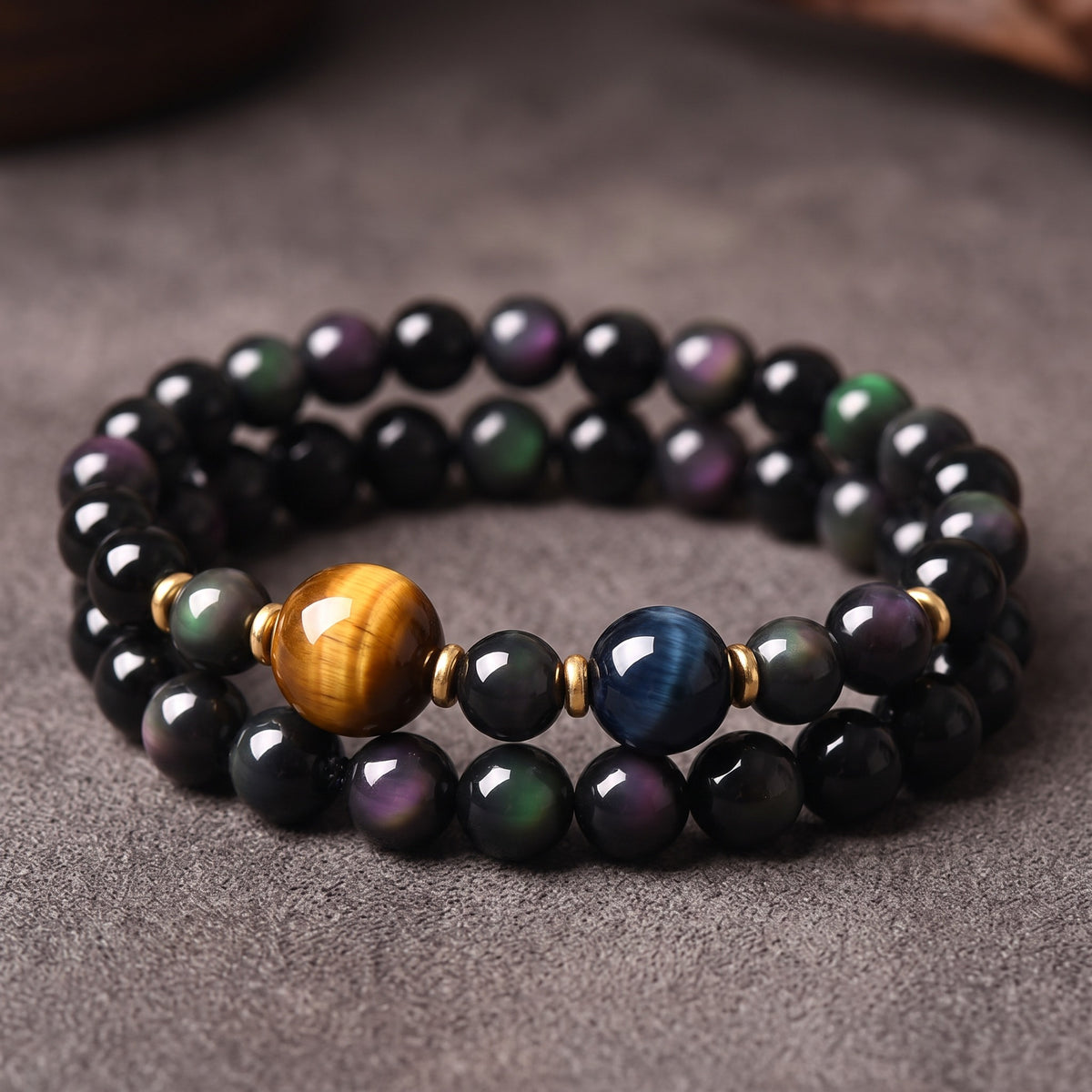 Tiger's Eye Double-Loop Energy Bracelet